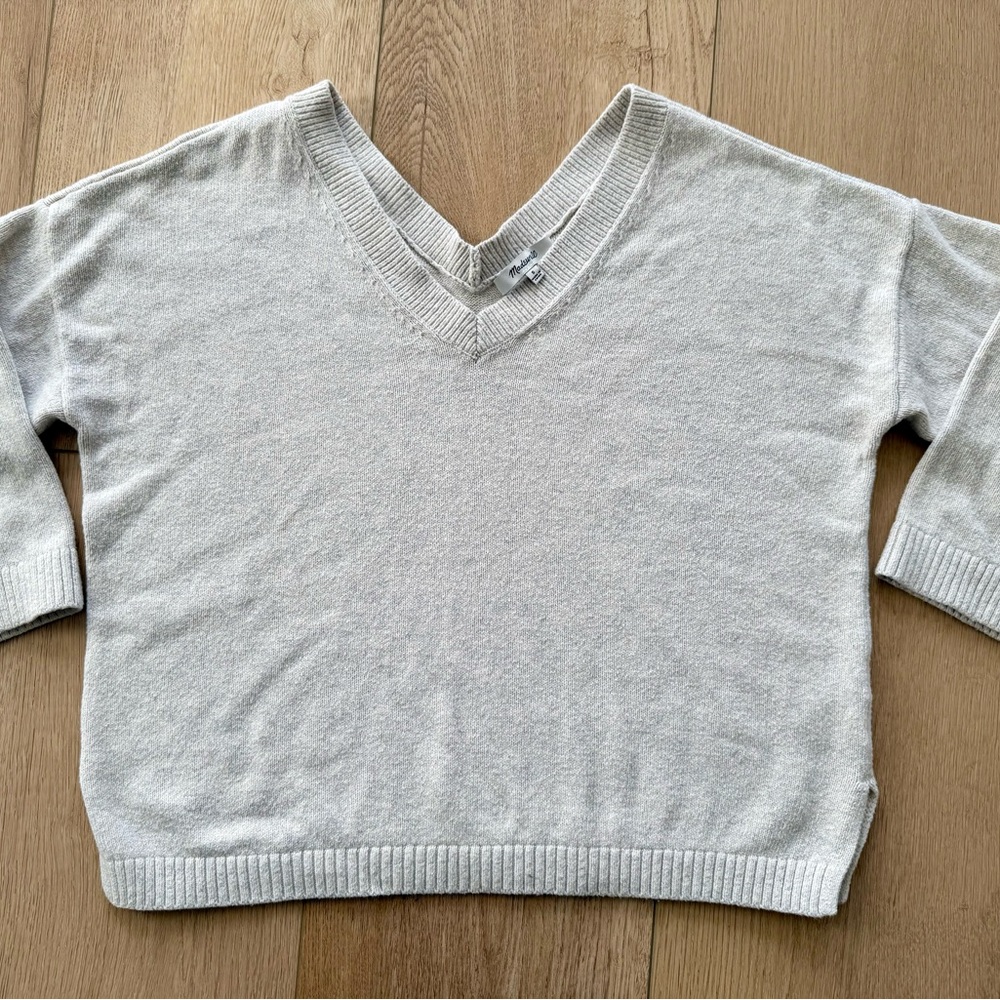 Madewell Cream Knit Sweater 3/4 sleeve
